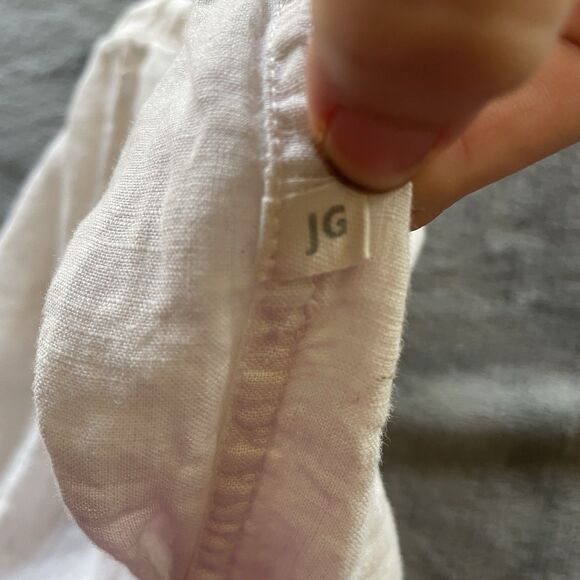 Velvet by Jenny Graham Pants Womens Medium White Linen Wide Leg Lagenlook Beach - Picture 12 of 15